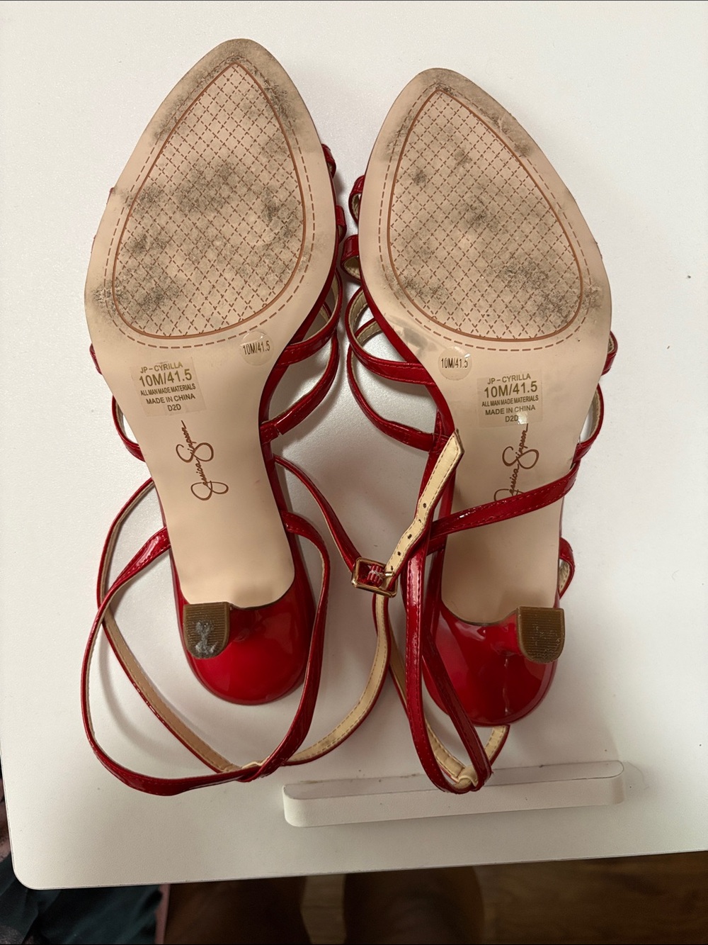 Jessica Simpson Red Strappy Pointed Toe Stiletto Sandals with Ankle Wrap - Picture 3 of 6